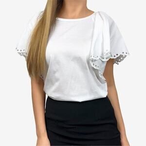 Weekend Max Mara Ossola Top Size S White Cotton Office Career Preppy Blouse